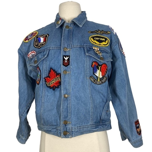 RIGOLLETTO Vintage Denim Jacket with Patches - Picture 1 of 8